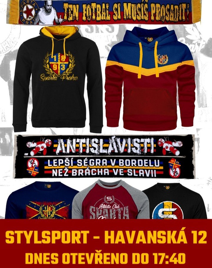 DNES bude mít prodejna Stylsport v Havanské ulici 12 na Letné otevřeno až do 17:40. Tak se stavte ??? www.spartani.cz @eshopspartani #acsparta #spartaforever #ultrassparta